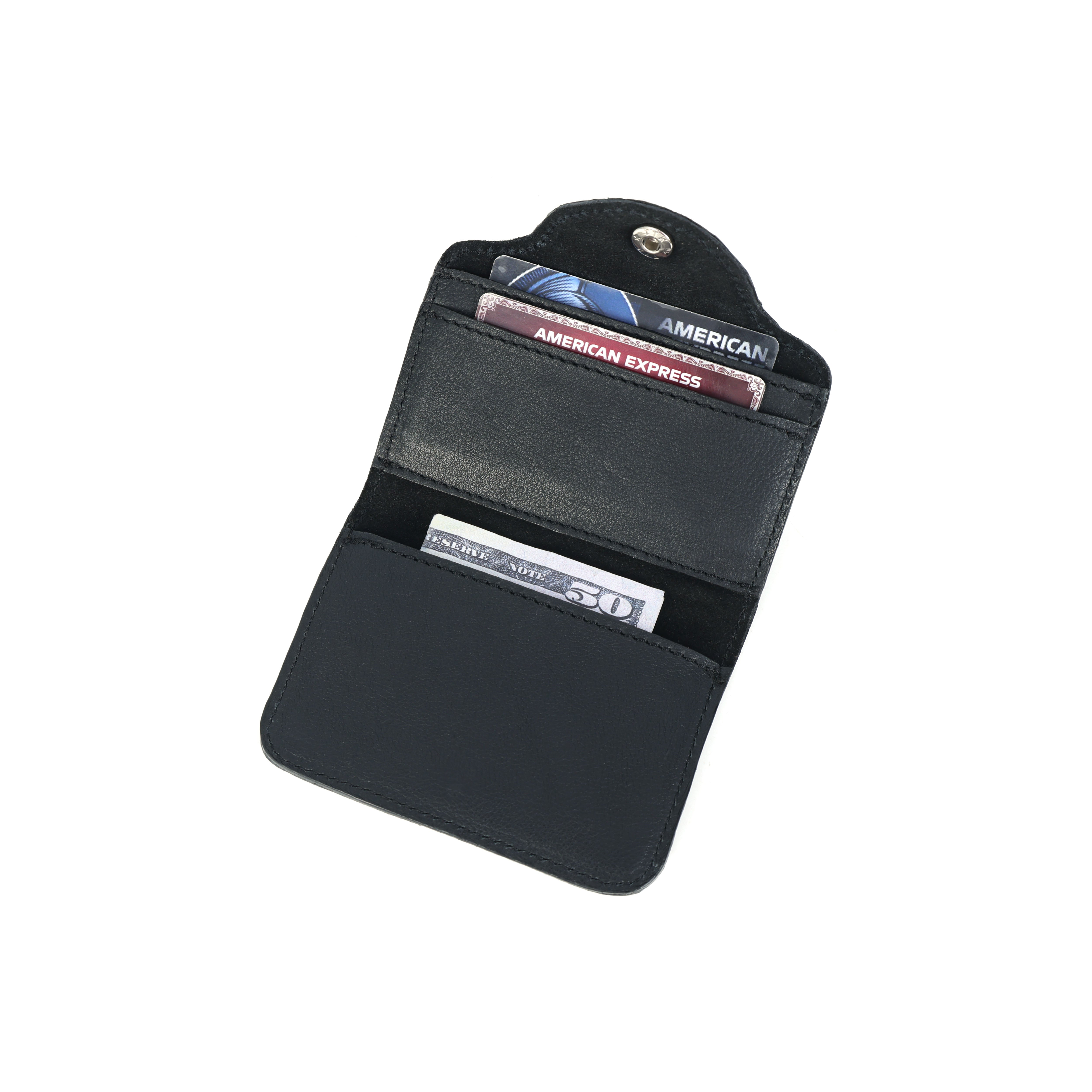 Celtic Genuine Leather Snap Closure Card Holder Wallet – Black