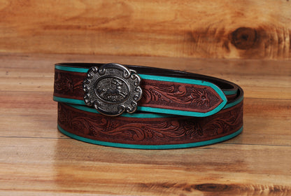 "Artisanal Flair: Hand-Carved Leather Belts Redefining Style" Art: LB-814