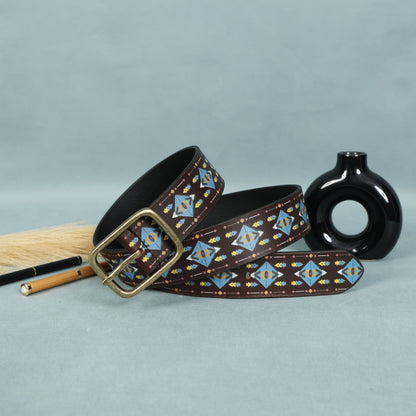 Stylish Blue Digital Print Belt – Trendy & Adjustable Fashion Accessory.LB-887