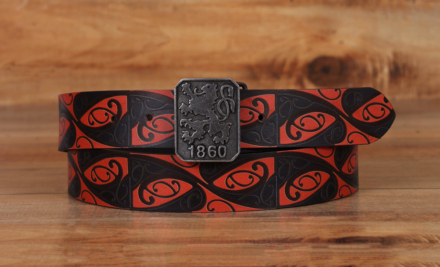 "Bold & Bright: Leather Orange Printing Belts for Statement Style" Art: LB-820