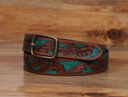 Carved Belt & Braided Wallet Combo