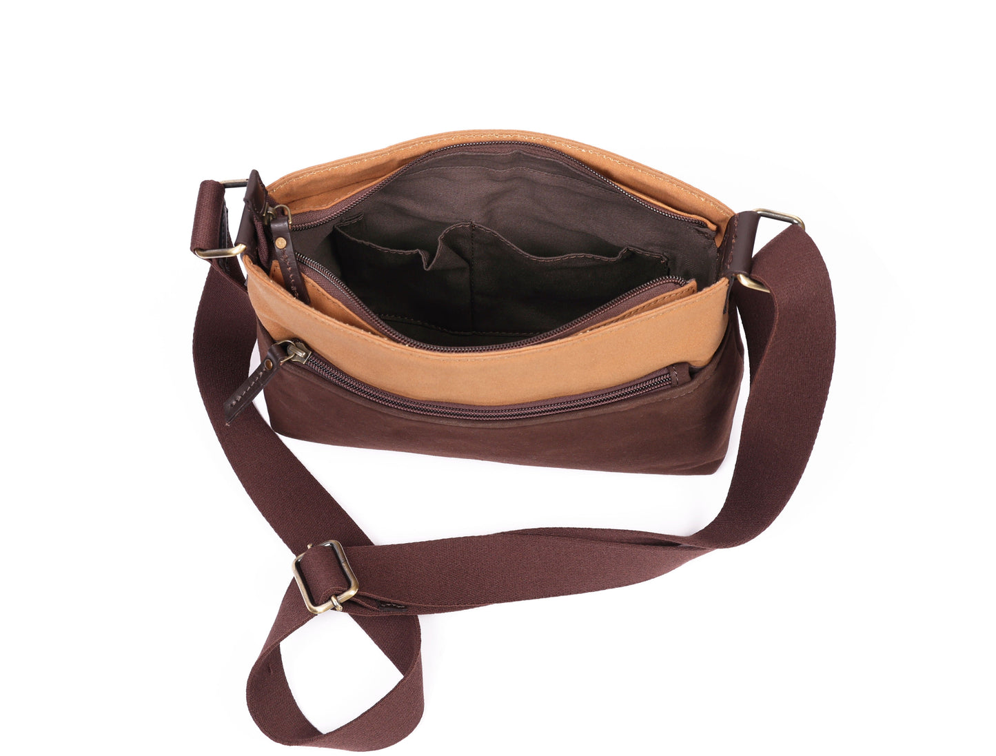 Brown and Tan Canvas Sling Bag - A Stylish and Functional Companion - CELTICINDIA