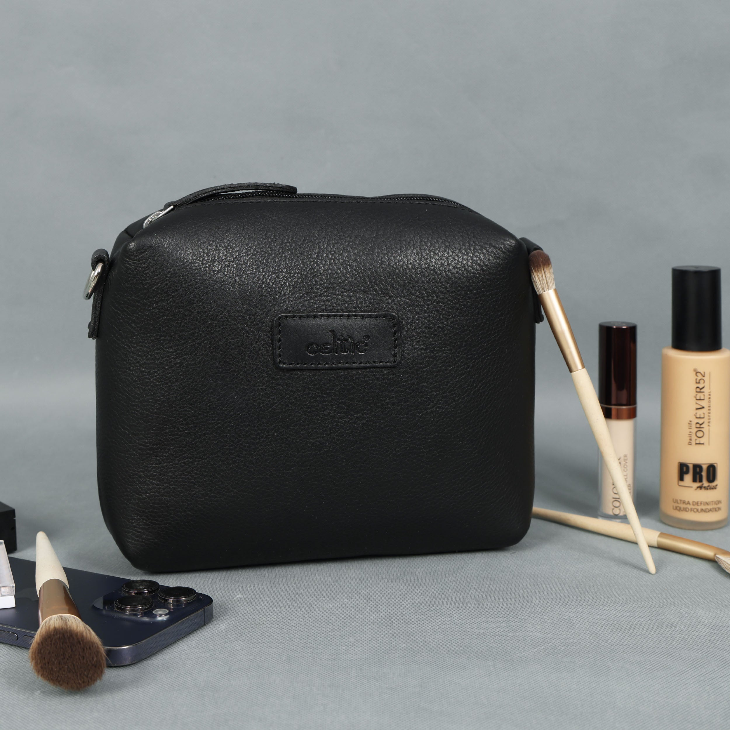 Black Leather Sling Bag with Detachable Strap  Stylish & Versatile Crossbody.BG-1625