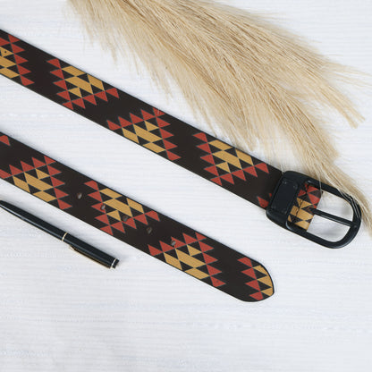 Multicolor Printed Belt with Black Buckle – Stylish & Adjustable Fashion Accessory.LB-897