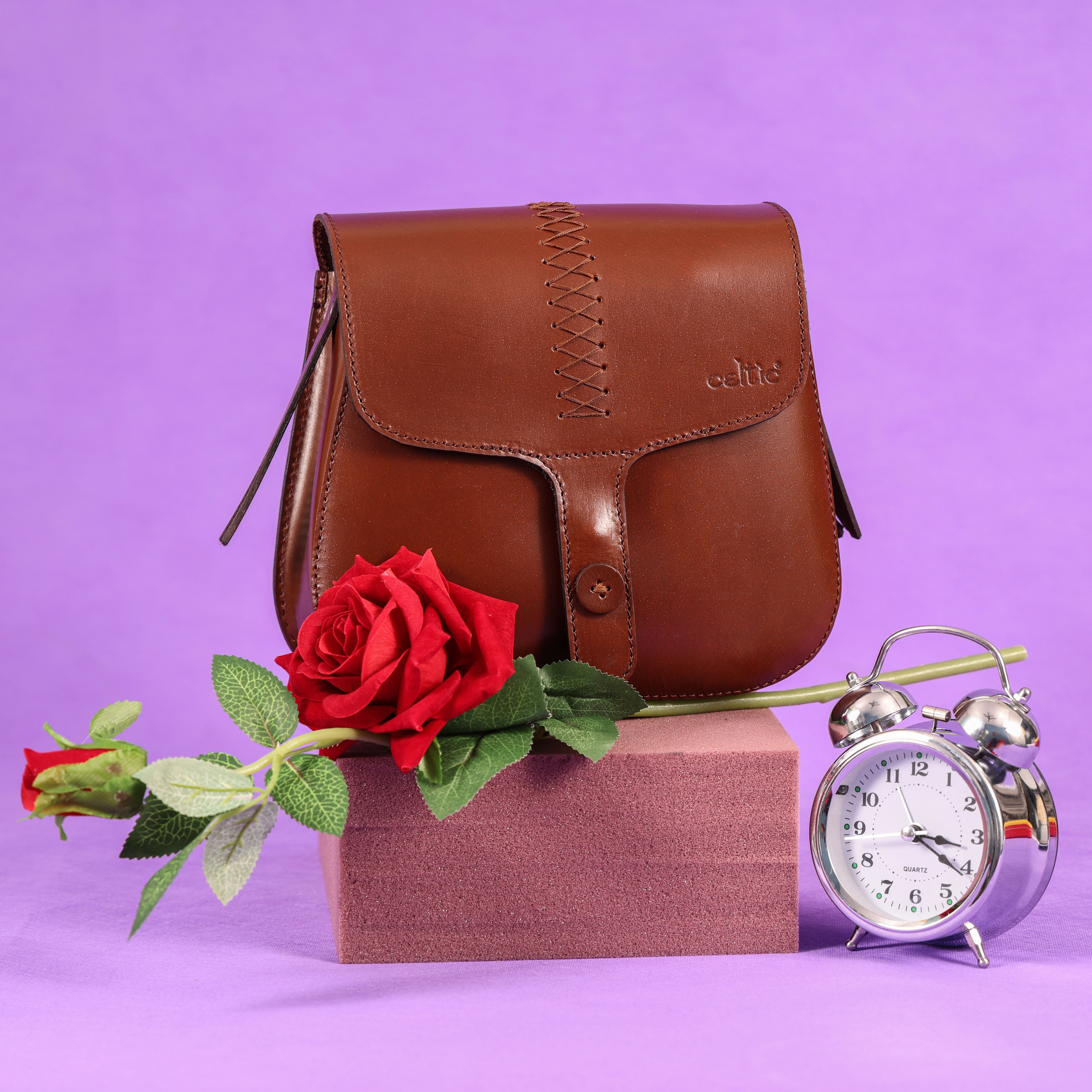Premium Genuine Leather Sling Bag with Hand-Stitched Detail & Adjustable Strap
