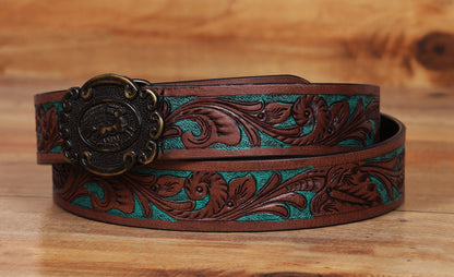 "Crafted Elegance: Hand-Carved Leather Belts Redefining Style" Art: LB-810