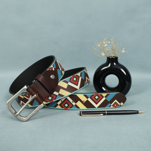 Multicolor Digital Print Belt – Stylish & Adjustable Fashion Accessory for Men & Women.LB-885