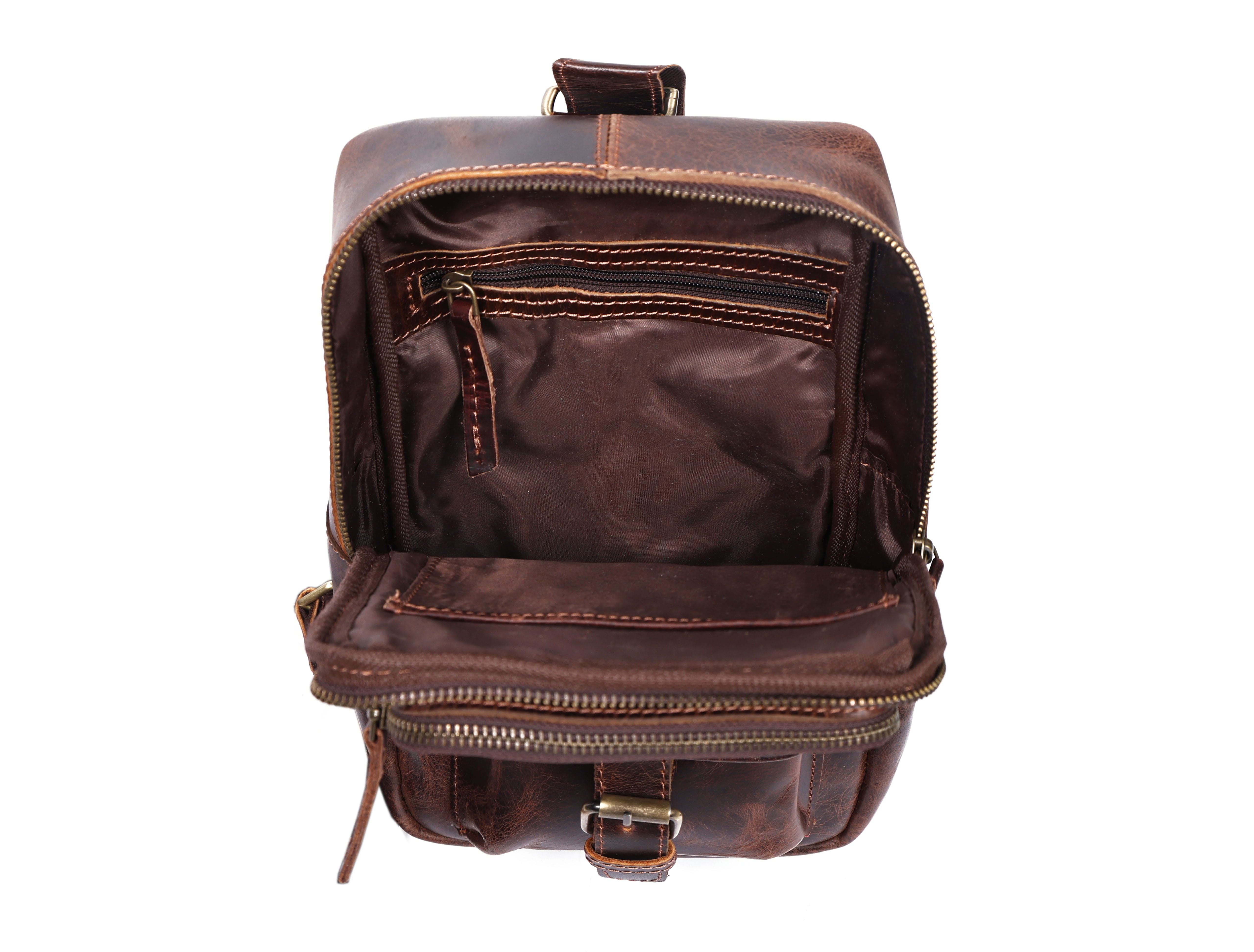 Brown Small Crossbody Leather Bag Art: BG-1617