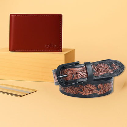 Vintage Leather Wallet & Belt Set