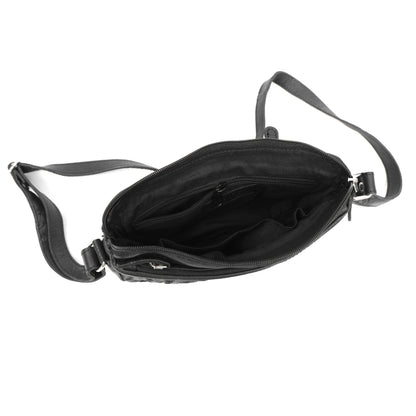 Black Textured Crossbody Sling Bag for Women