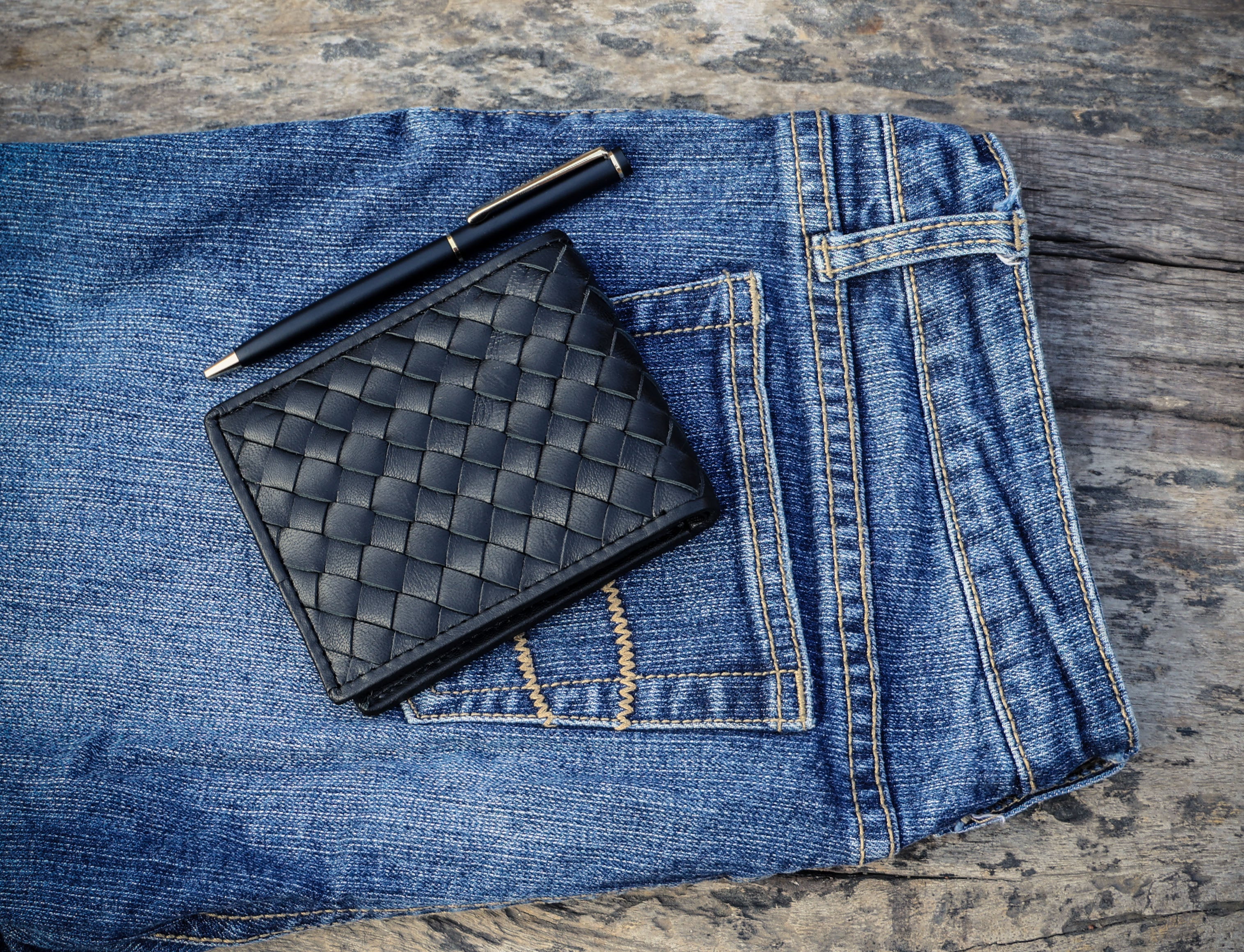 Carved Belt & Braided Wallet Combo