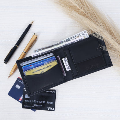 Premium Black Leather Wallet for Men – Stylish, Slim & Durable.LA-1421