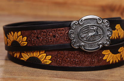 "Vibrant Elegance: Hand-Carved Yellow Leather Belts" Art: LB-816