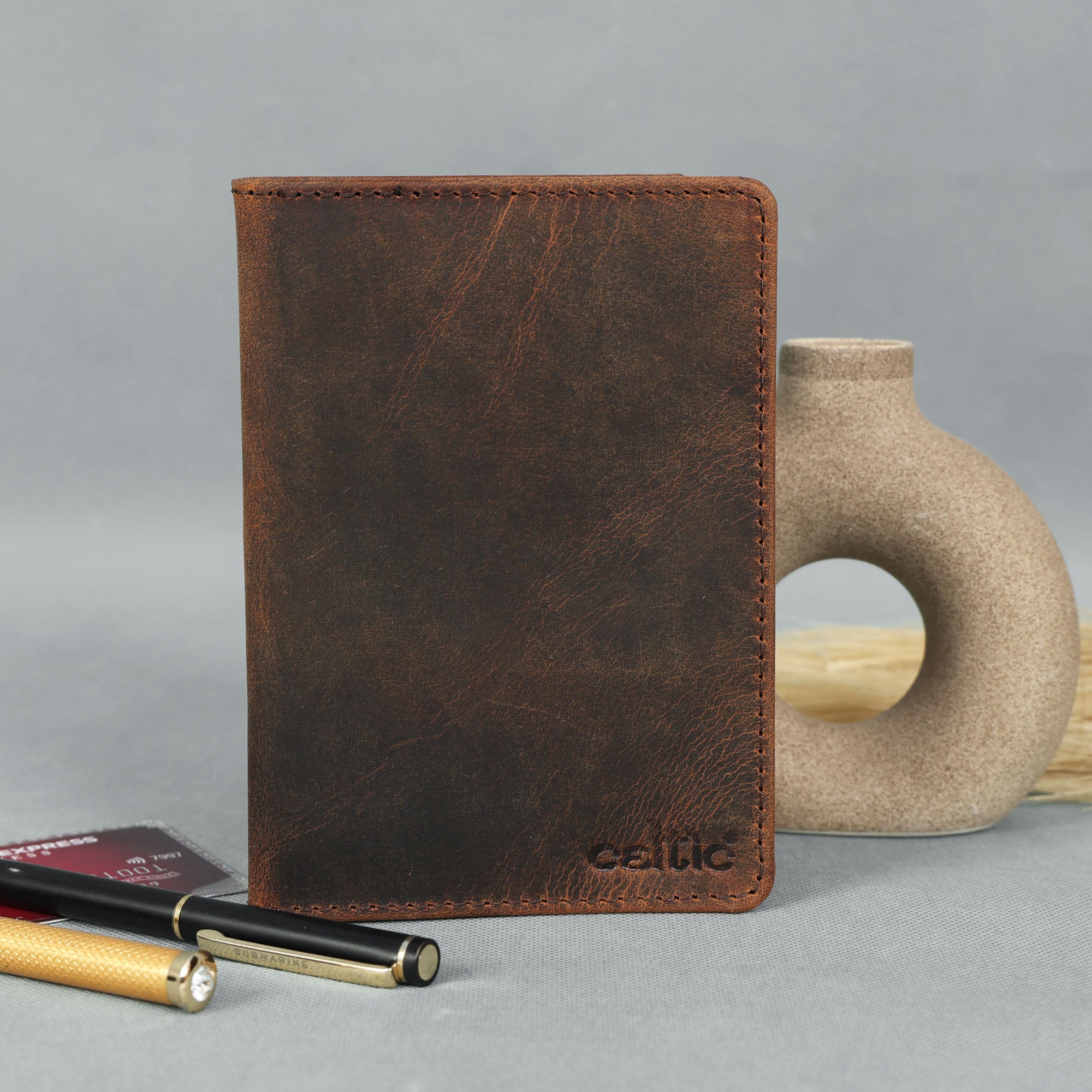 Premium Brown Leather Passport Case  Stylish & Durable Travel Wallet.LA-1418