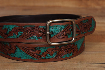 "Exquisite Hand-Carved Leather Belts: Elevate Your Style with Artisanal Excellence"  Art:LB-808