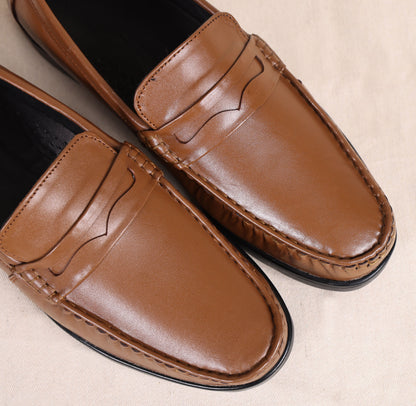 "Timeless Charm: Tan Casual Loafer Leather Shoes, Art: LS-1106