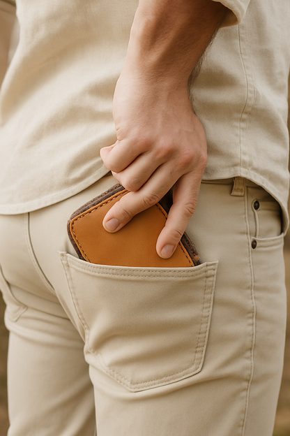 Camel Tan Zip Leather Wallet for Men – Premium Compact Wallet LA-1431