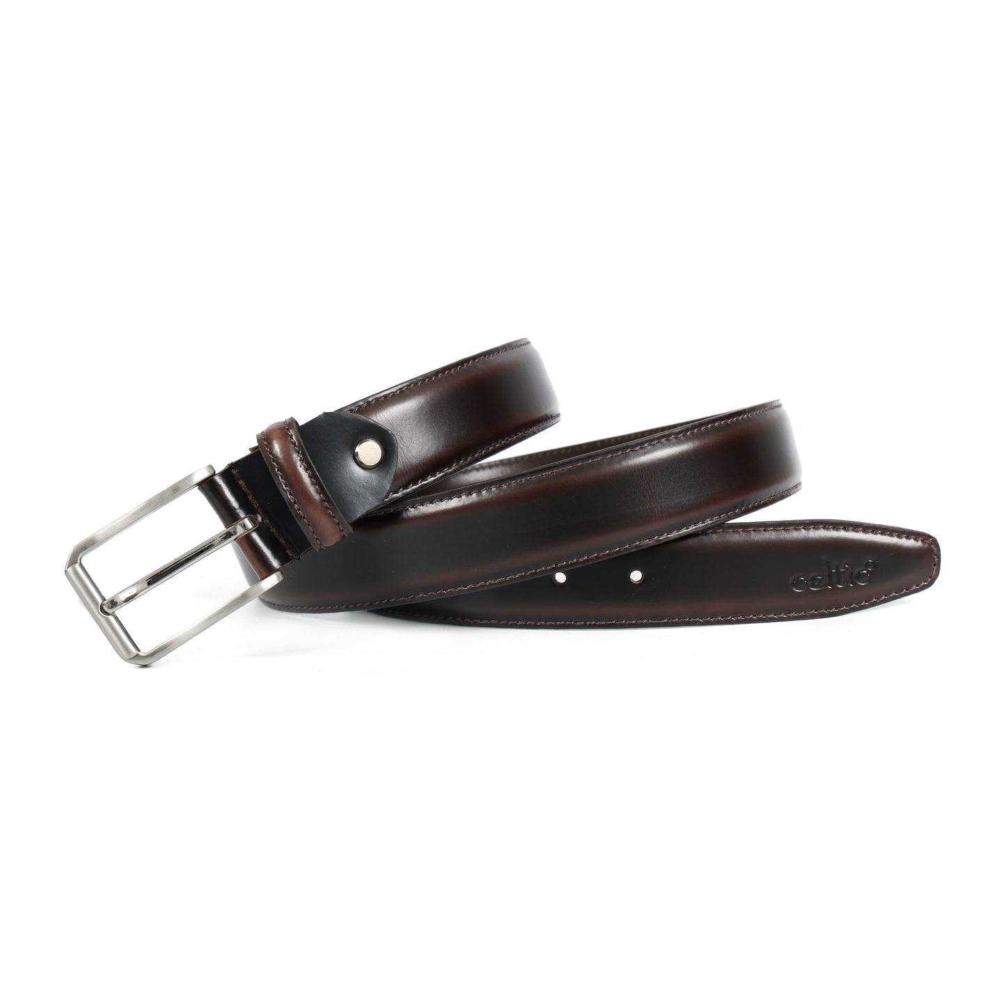 Premium Handcrafted Unisex Brown Leather Belt with Classic Silver Buckle