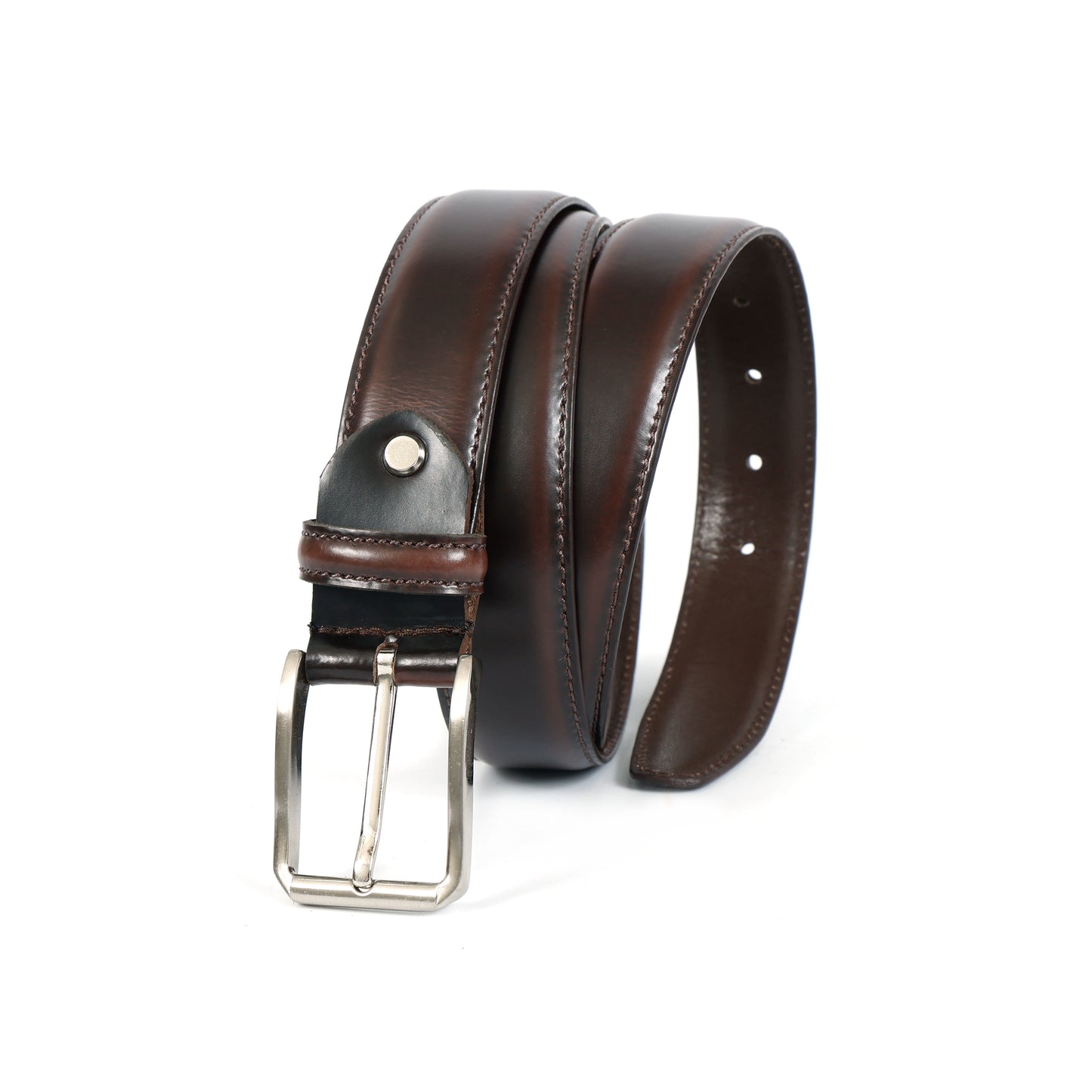 Premium Handcrafted Unisex Brown Leather Belt with Classic Silver Buckle
