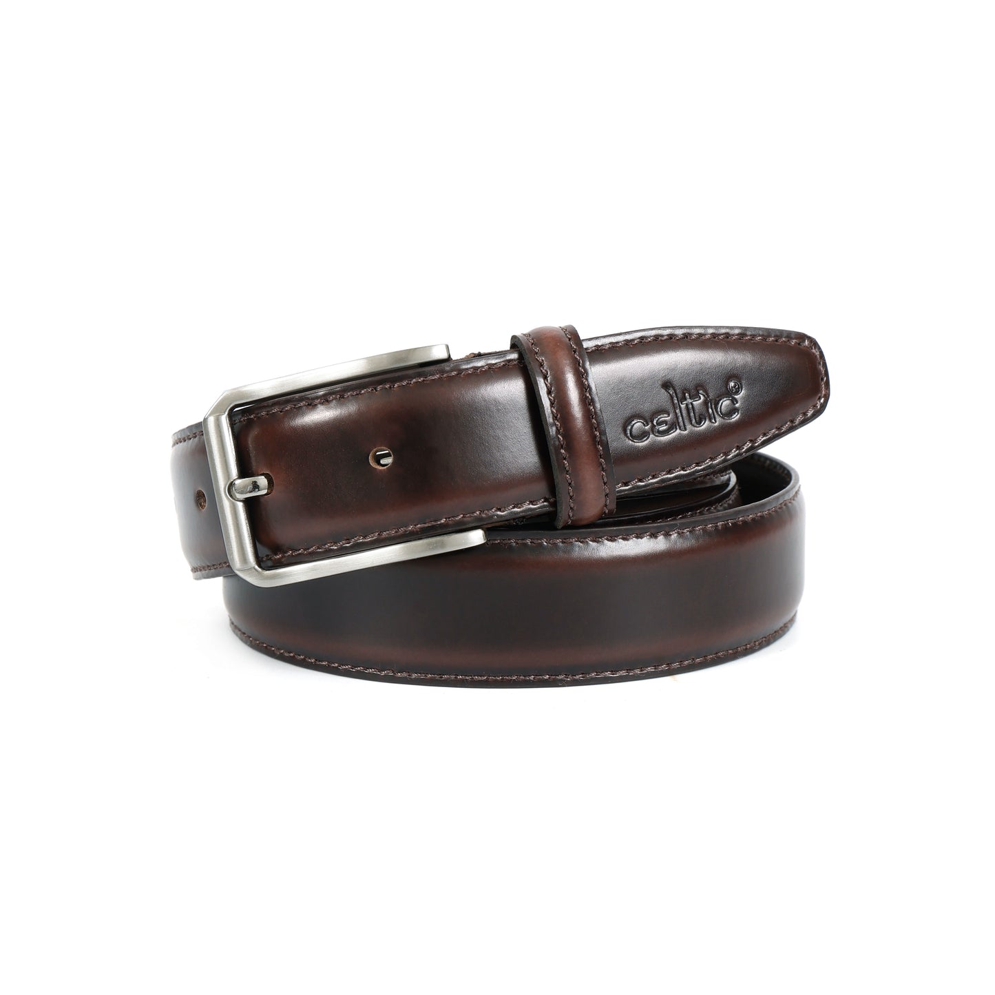 Premium Handcrafted Unisex Brown Leather Belt with Classic Silver Buckle
