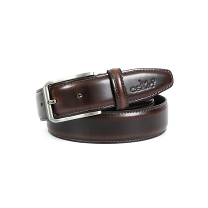 Premium Handcrafted Unisex Brown Leather Belt with Classic Silver Buckle