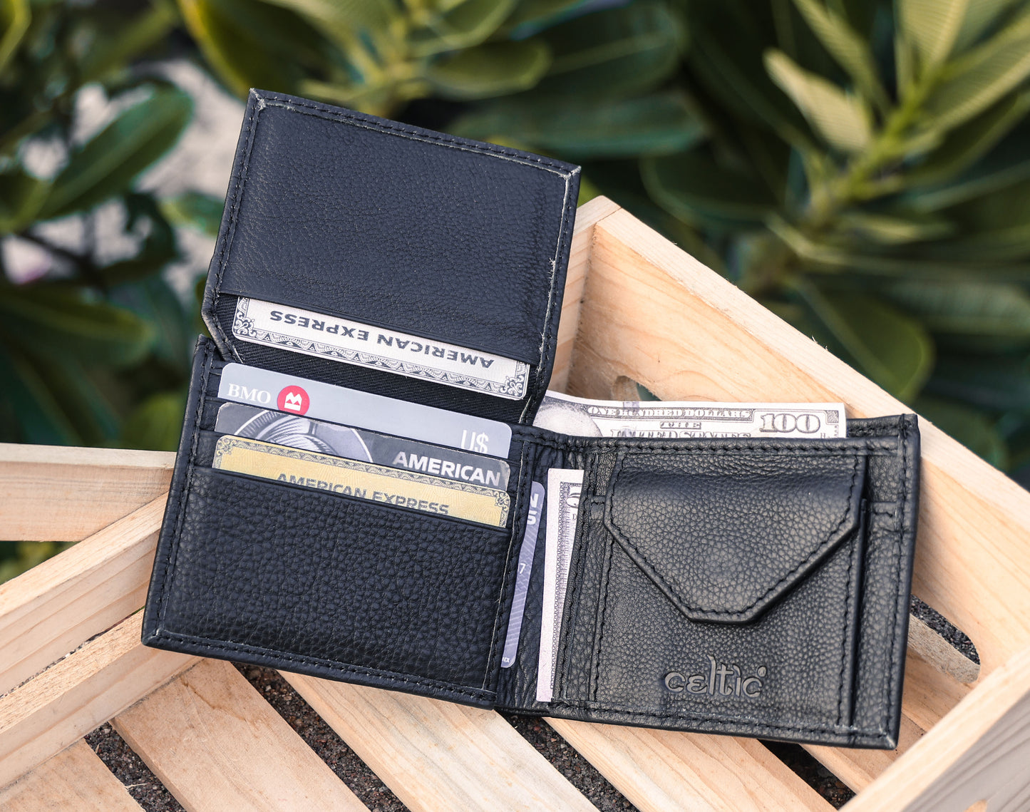 Sleek Black Leather Wallet - Style and Practicality Combined - CELTICINDIA