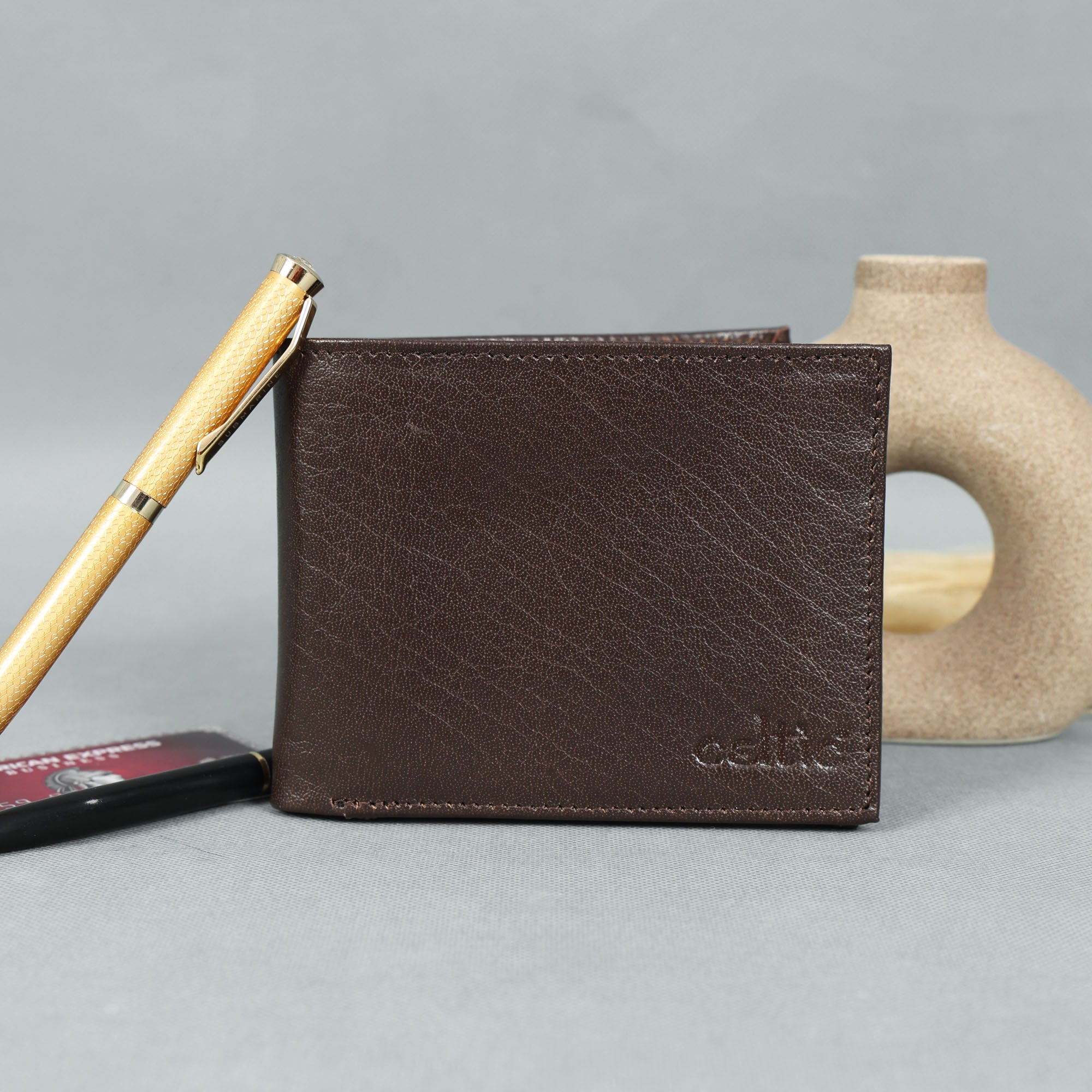Premium Brown Leather Wallet for Men  Stylish & Durable Bifold Wallet. LA-1419