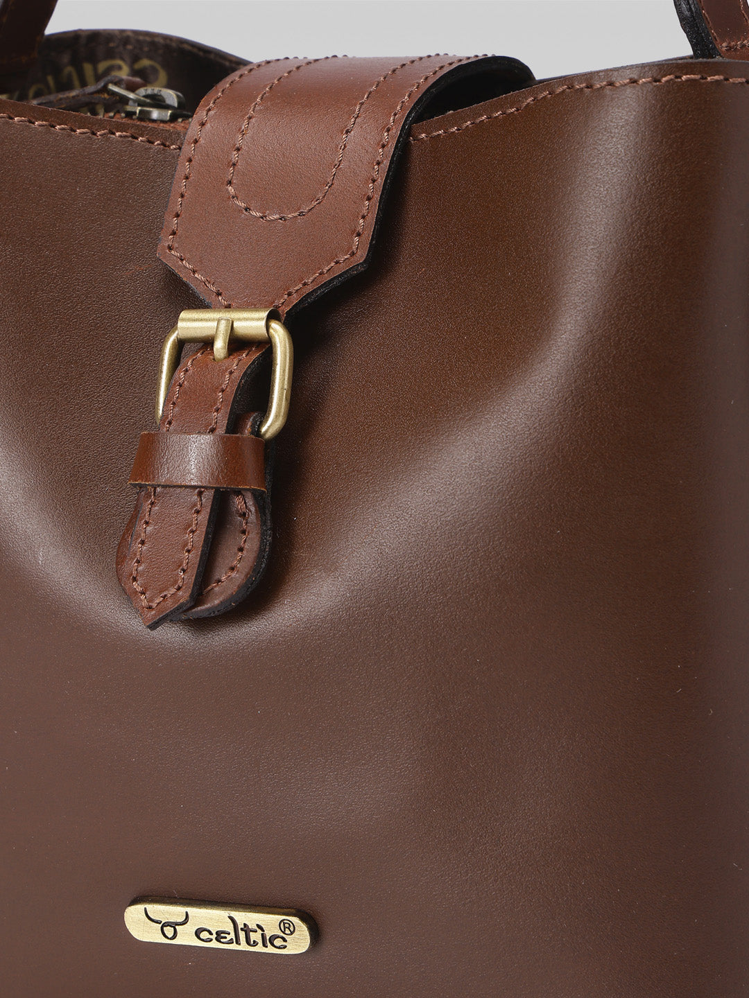 Premium Genuine Leather Structured Handbag with Top Handle & Zip Closure