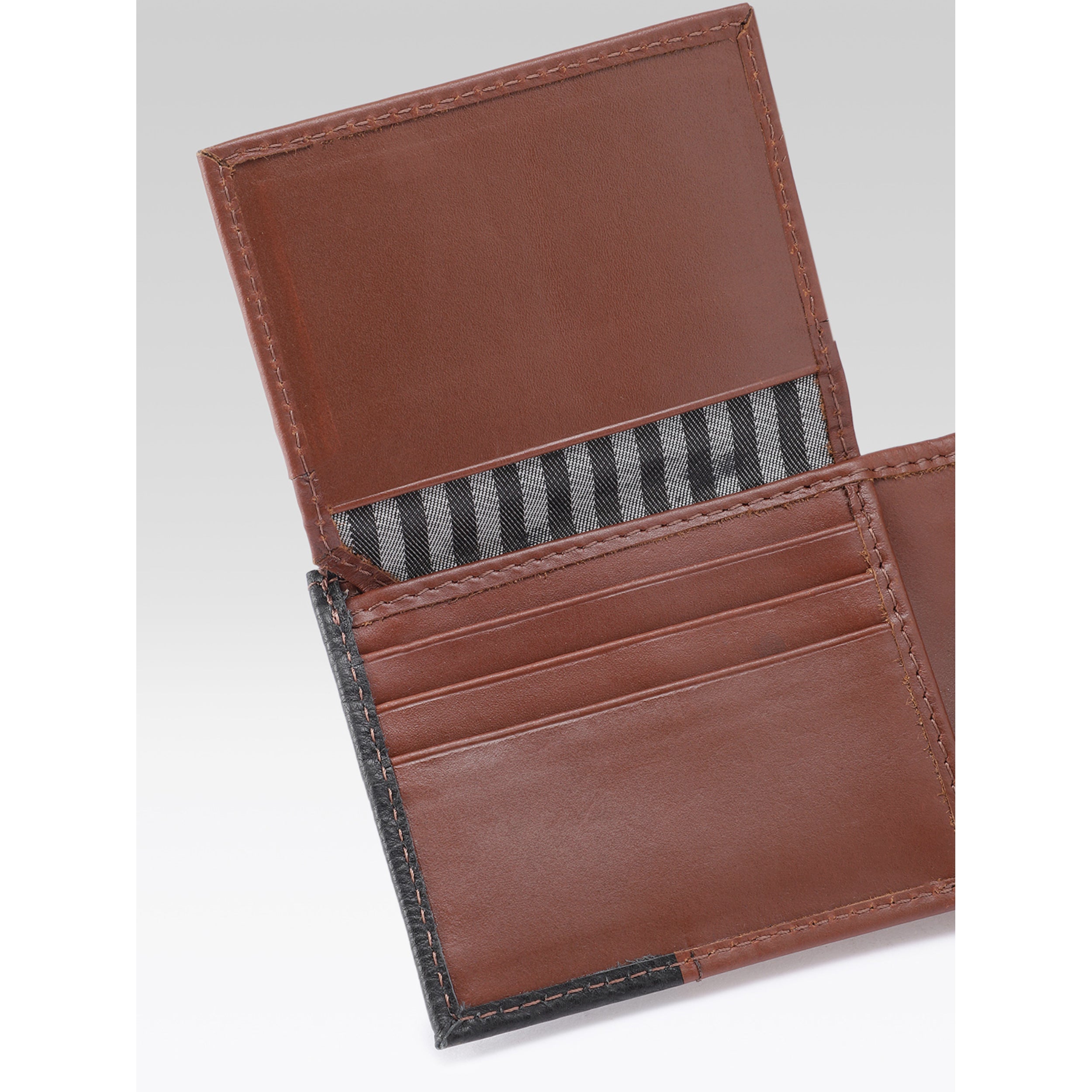 Premium Two-Tone Genuine Leather Mens Wallet | Slim Bifold Export Quality with Coin Pocket