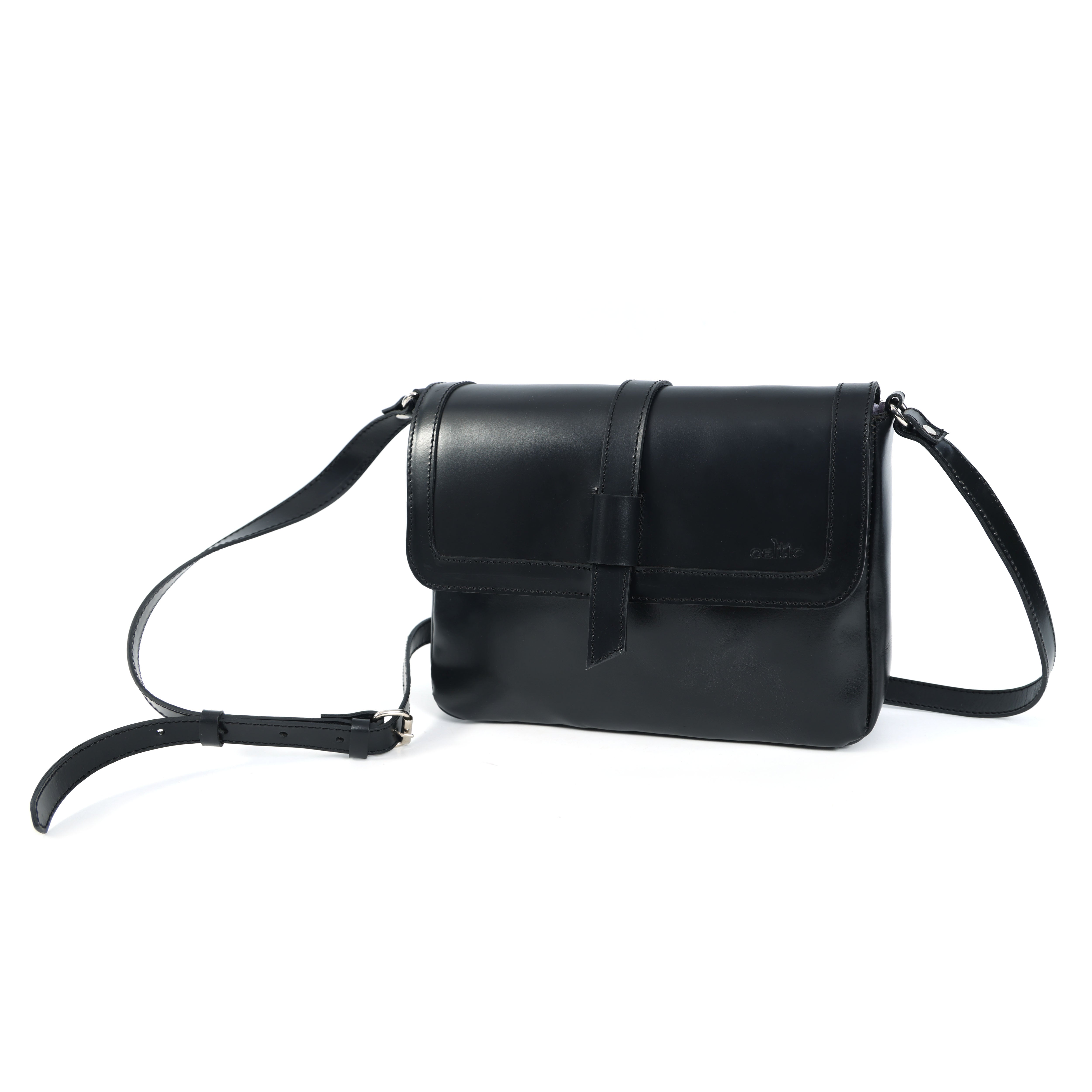 Premium Genuine Leather Sling Bag with Flap Closure,  & Adjustable Strap