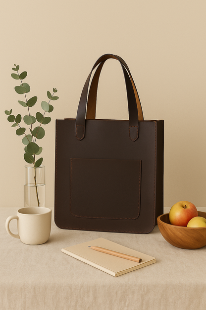 Elegance Redefined: Brown Leather Shopper Bag - Your Stylish Companion. Art: BG-1412