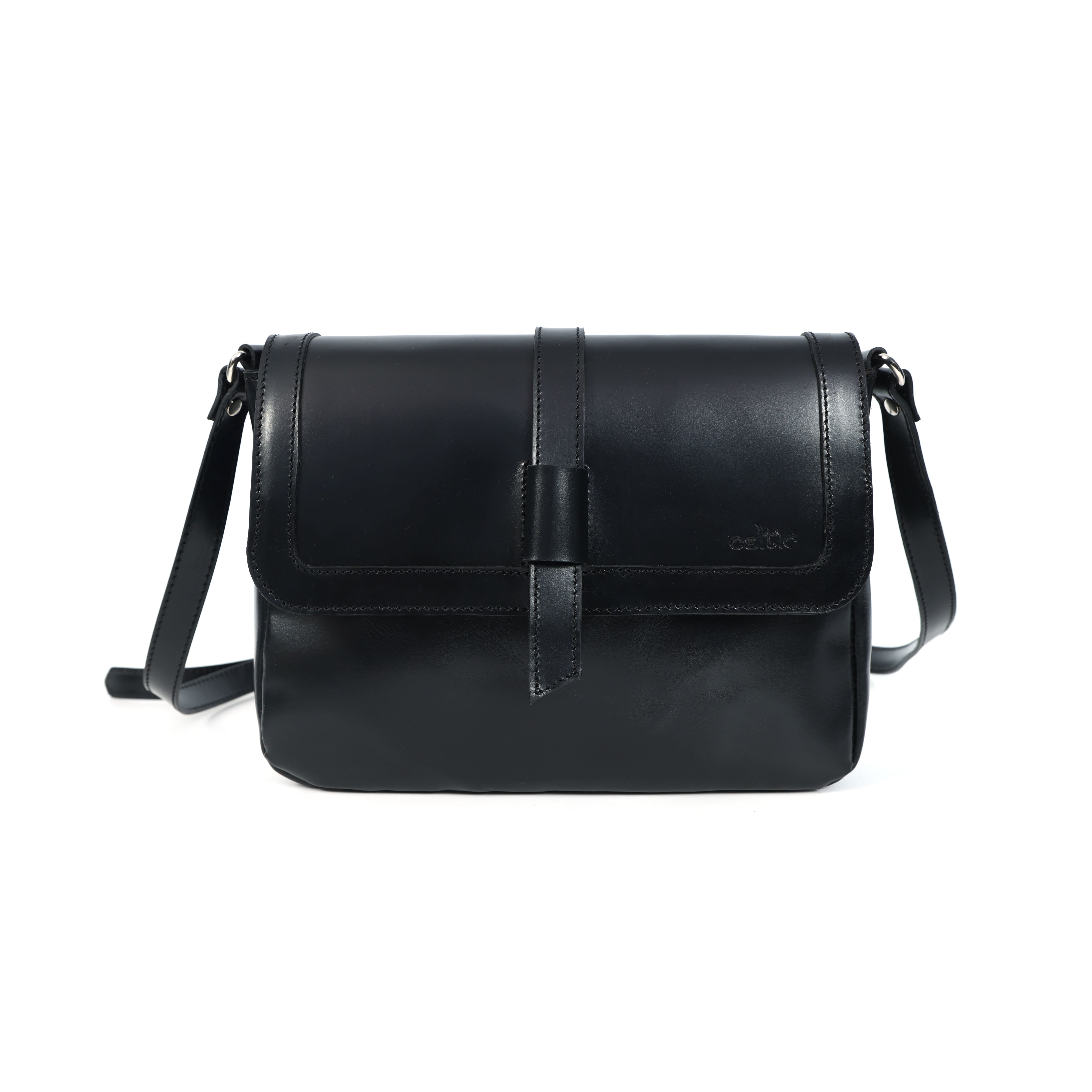Premium Genuine Leather Sling Bag with Flap Closure,  & Adjustable Strap
