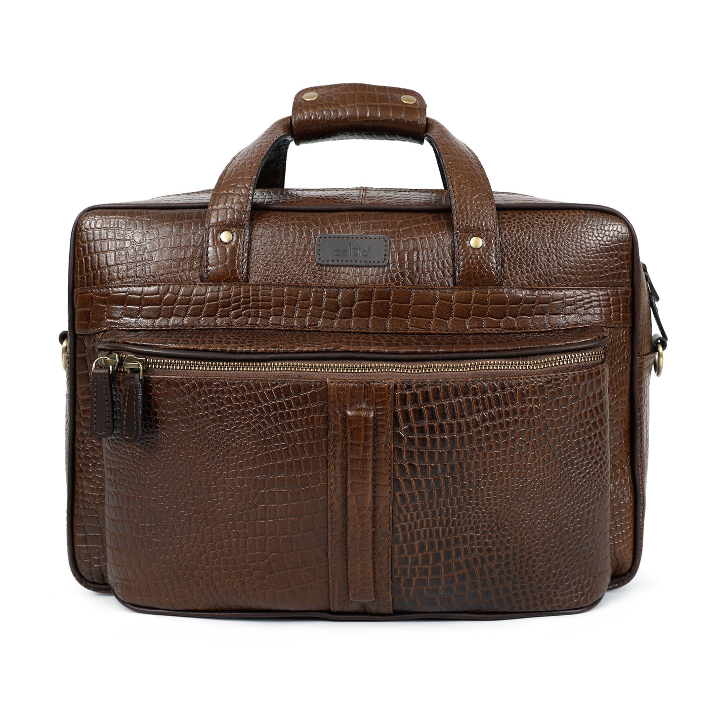 Croc Textured Leather Professional Laptop & Document Bag
