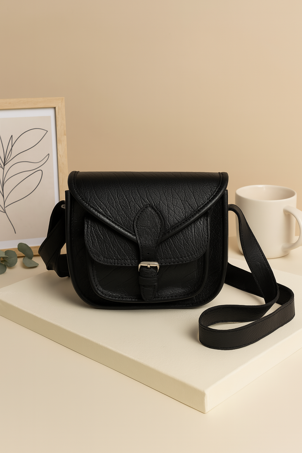 Luxurious Black Leather Embossing Bags – Elevate Your Style, ART:- BG-1364