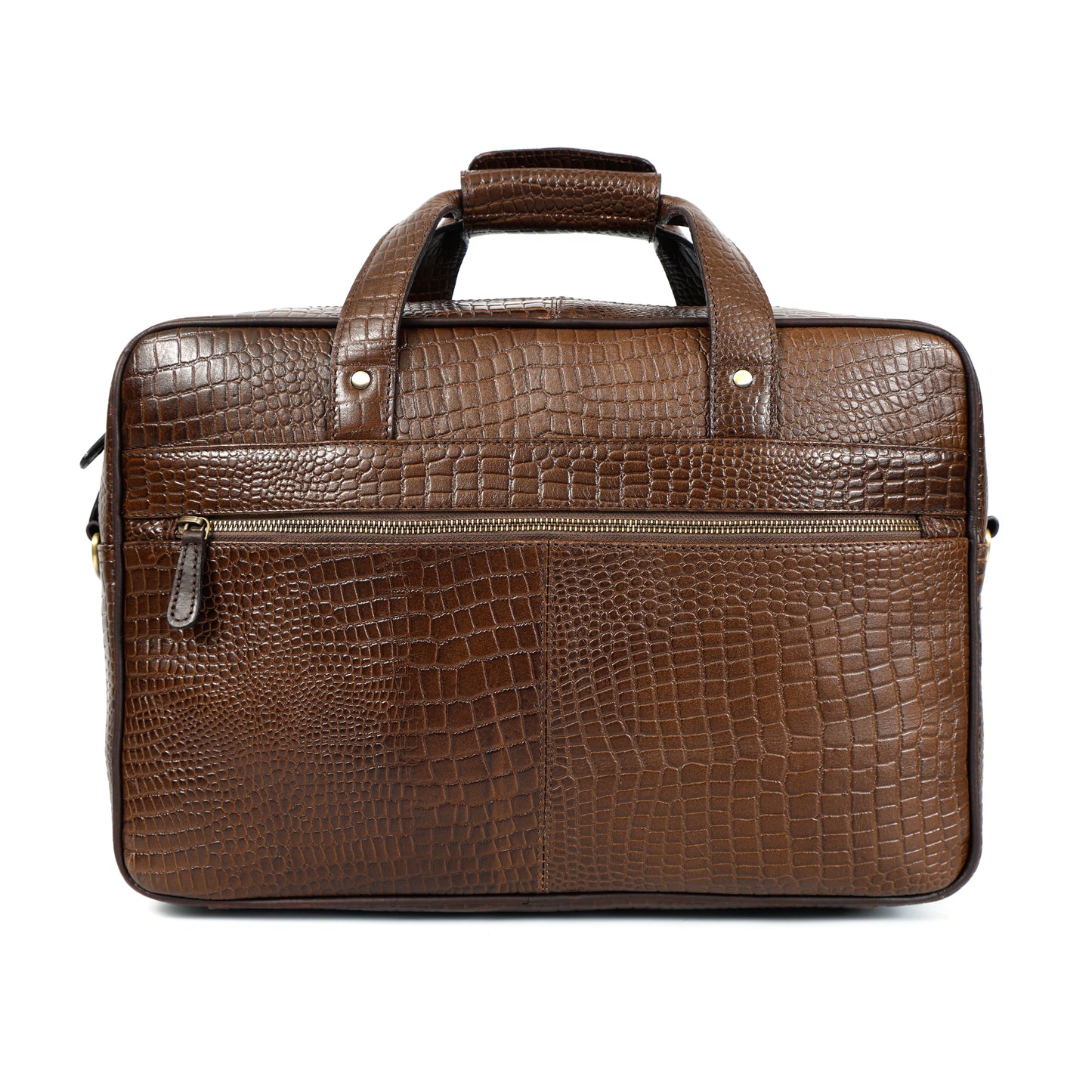 Croc Textured Leather Professional Laptop & Document Bag