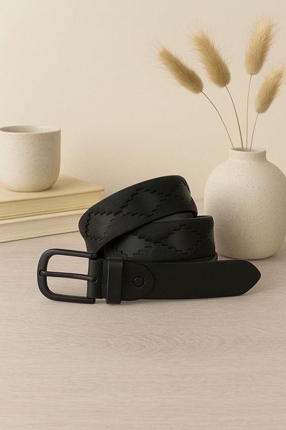Celtic Premium New Designer Polo Black Milled Leather Belt. LB-860