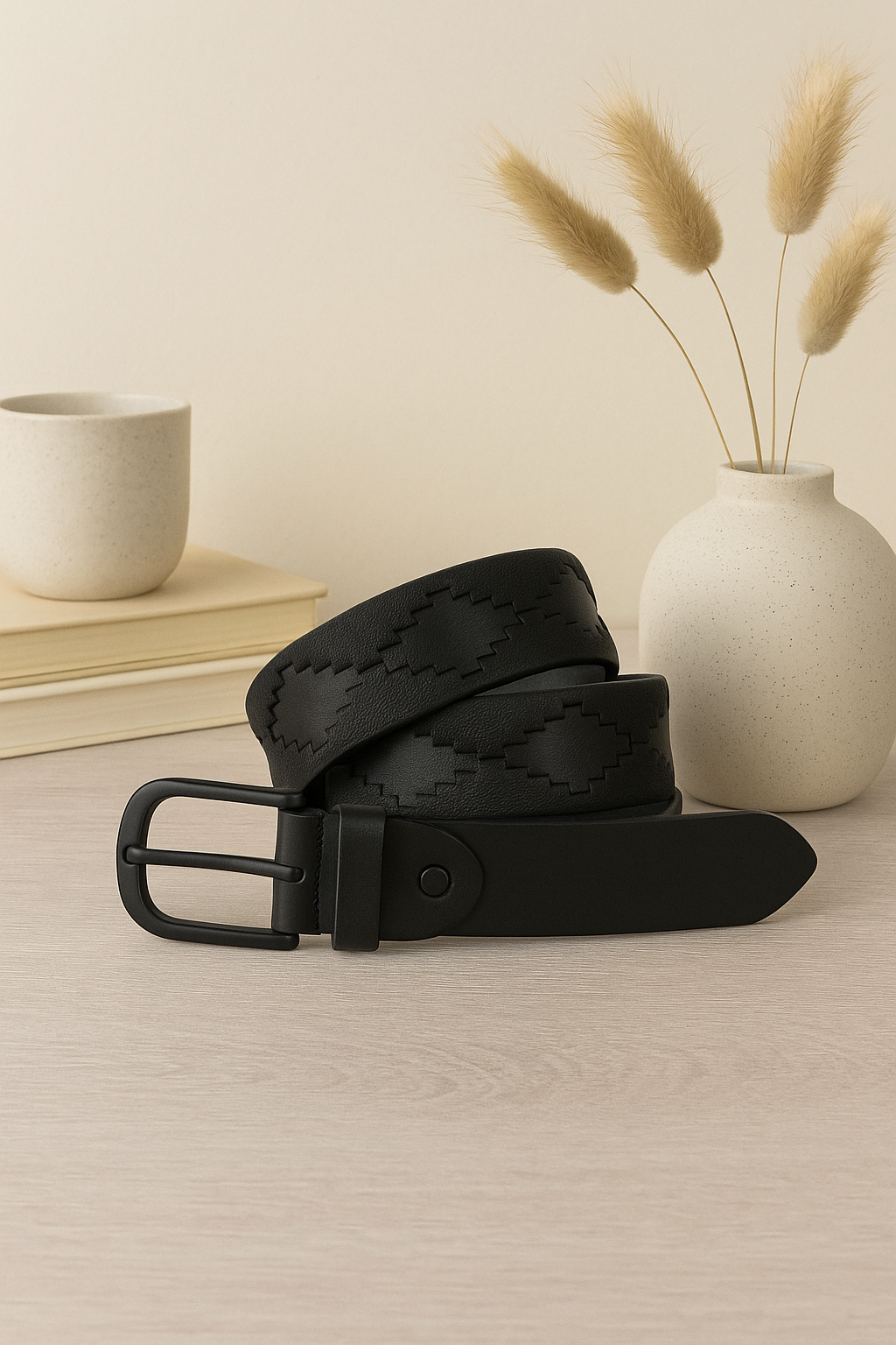 Premium Black Textured Leather Belt & Wallet Combo for Men | Classic Minimal Everyday Gift Set