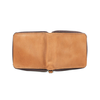 Camel Tan Zip Leather Wallet for Men – Premium Compact Wallet LA-1431