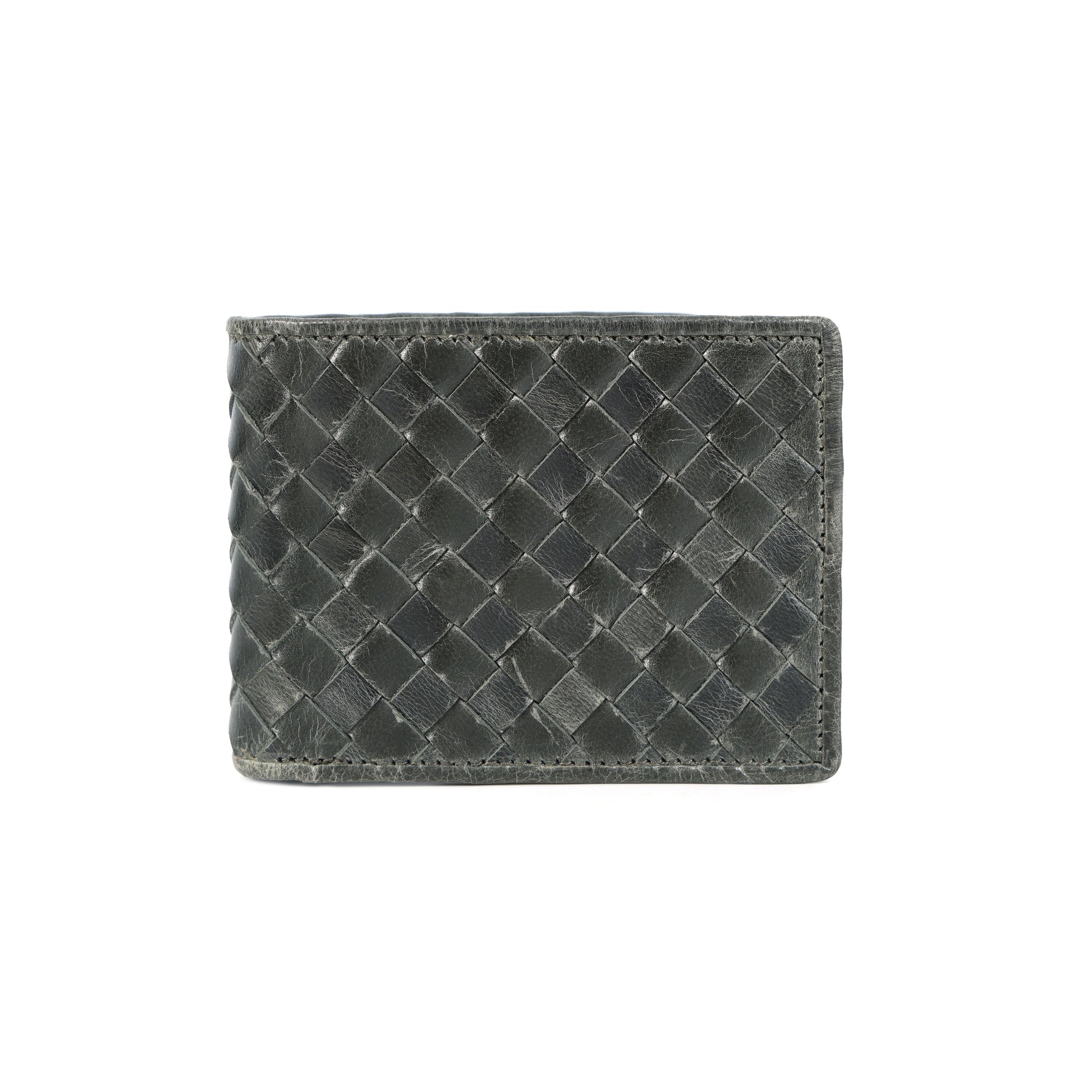 Black Braided Leather Wallet, Art:- LA-1409