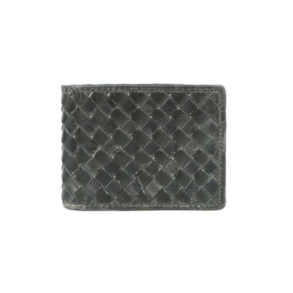 Black Braided Leather Wallet, Art:- LA-1409