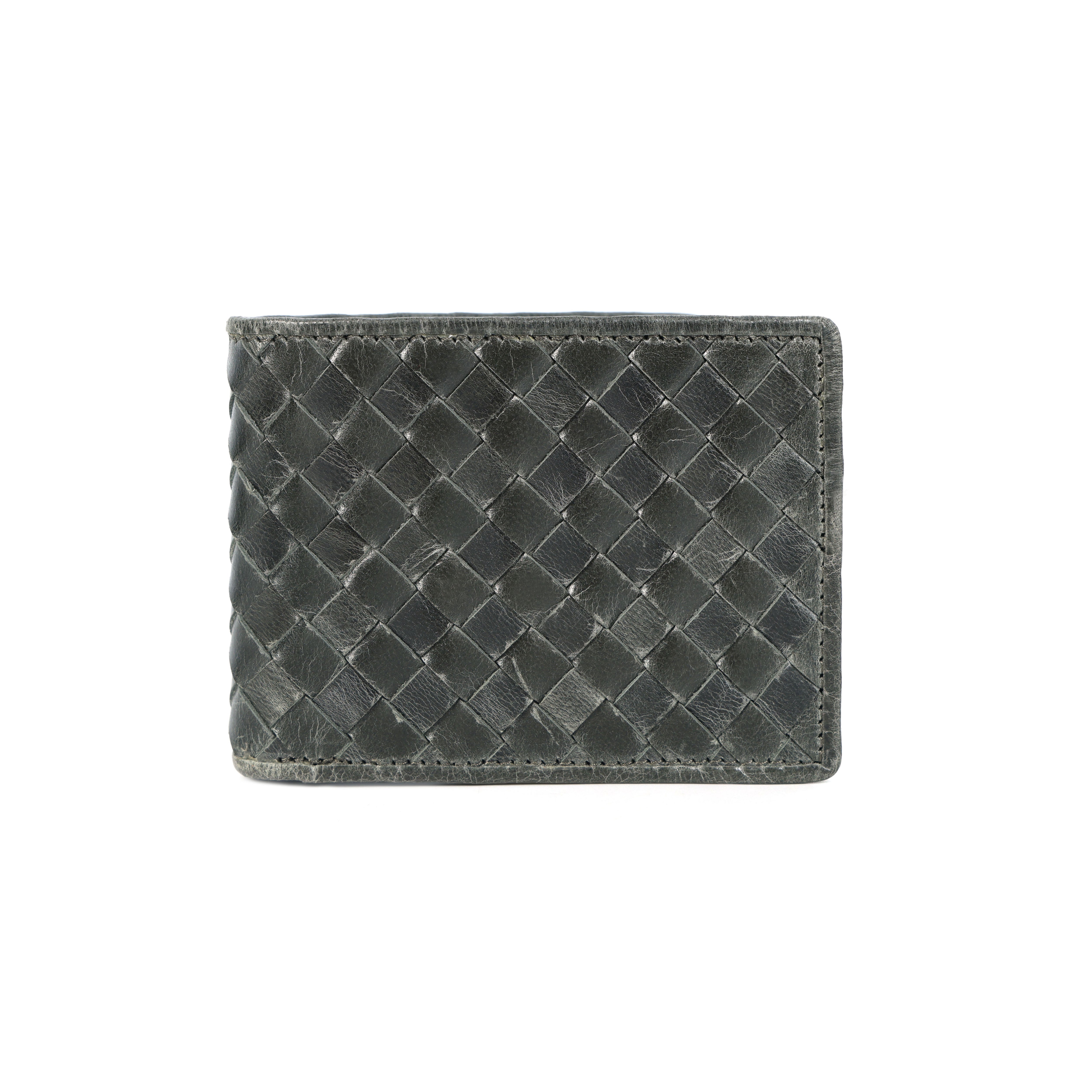 Black Braided Leather Wallet, Art:- LA-1409