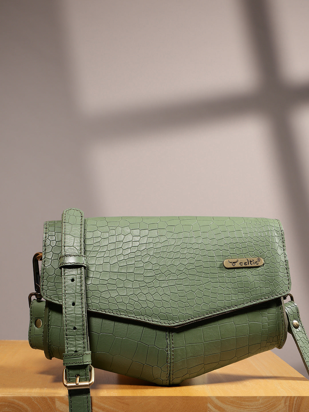 Premium Textured Leather Flap Sling Bag with Adjustable Strap & Inner Zip Pocket