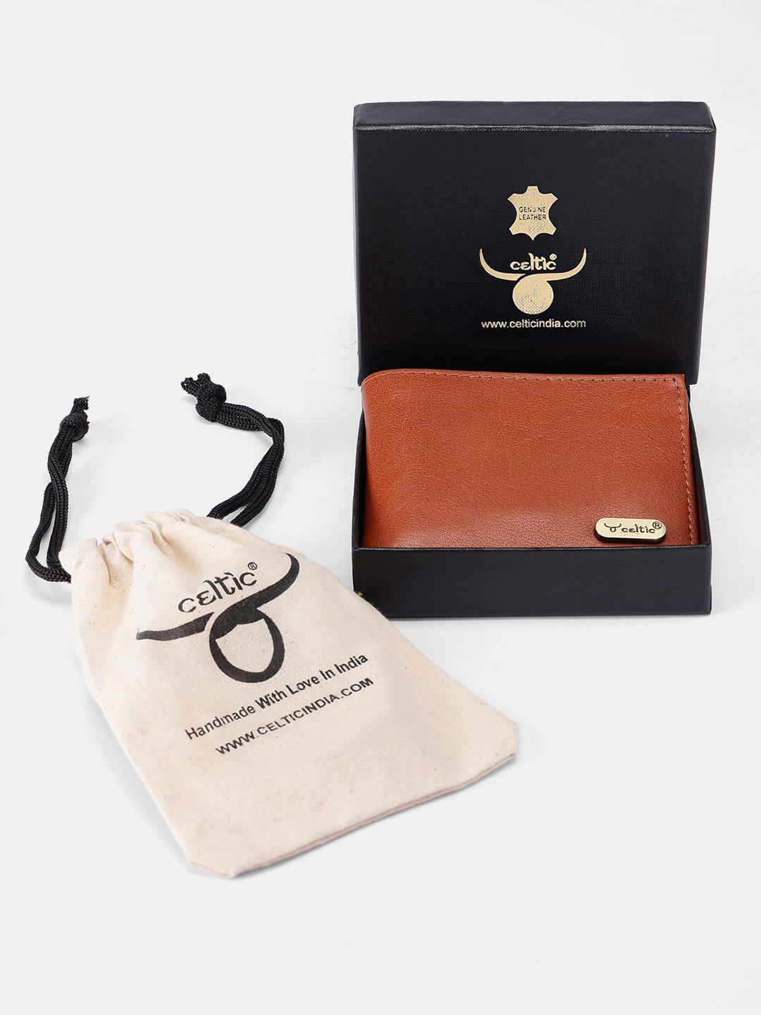 Premium Genuine Leather Bi-Fold Wallet with ID Window & Multiple Card Slots