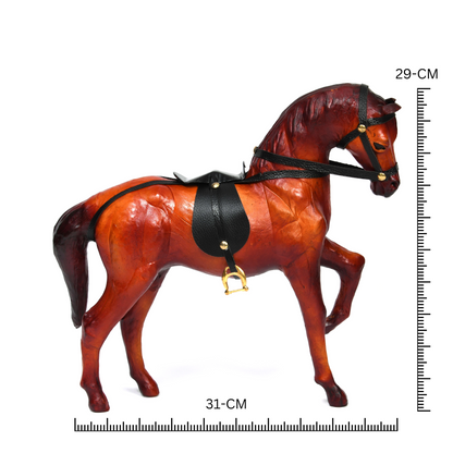 Exquisite Handcrafted Walking Leather Horse Showpiece for Elegant Office&Home Decor, ART:-LA-01