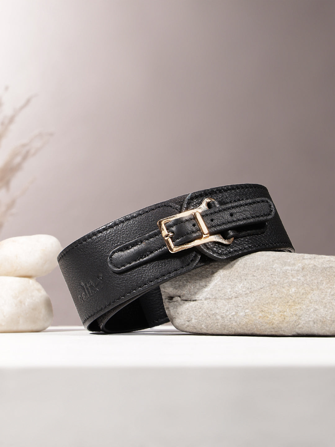 Celtic Classic Black Genuine Leather Belt for Women | Elegant Slim Adjustable Formal & Casual Belt