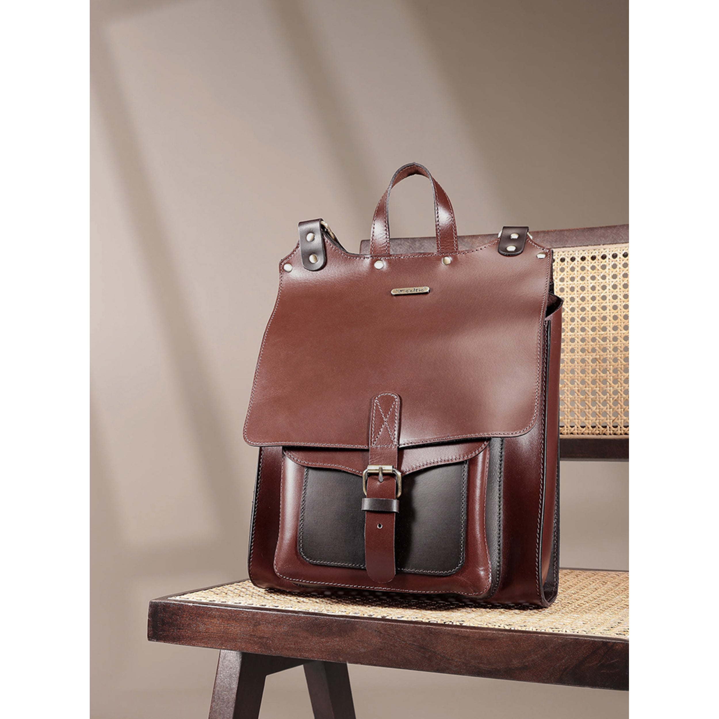 Premium Genuine  Leather Everyday Backpack with Secure Flap Closure
