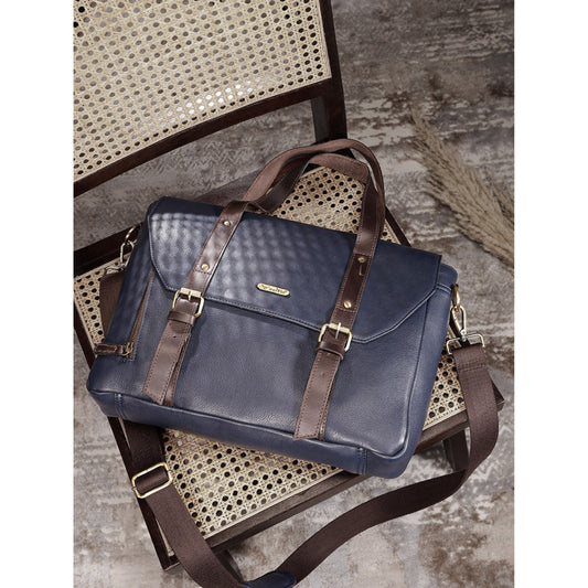Premium Genuine Leather Office Laptop Bag with Tablet Sleeve & Adjustable Strap
