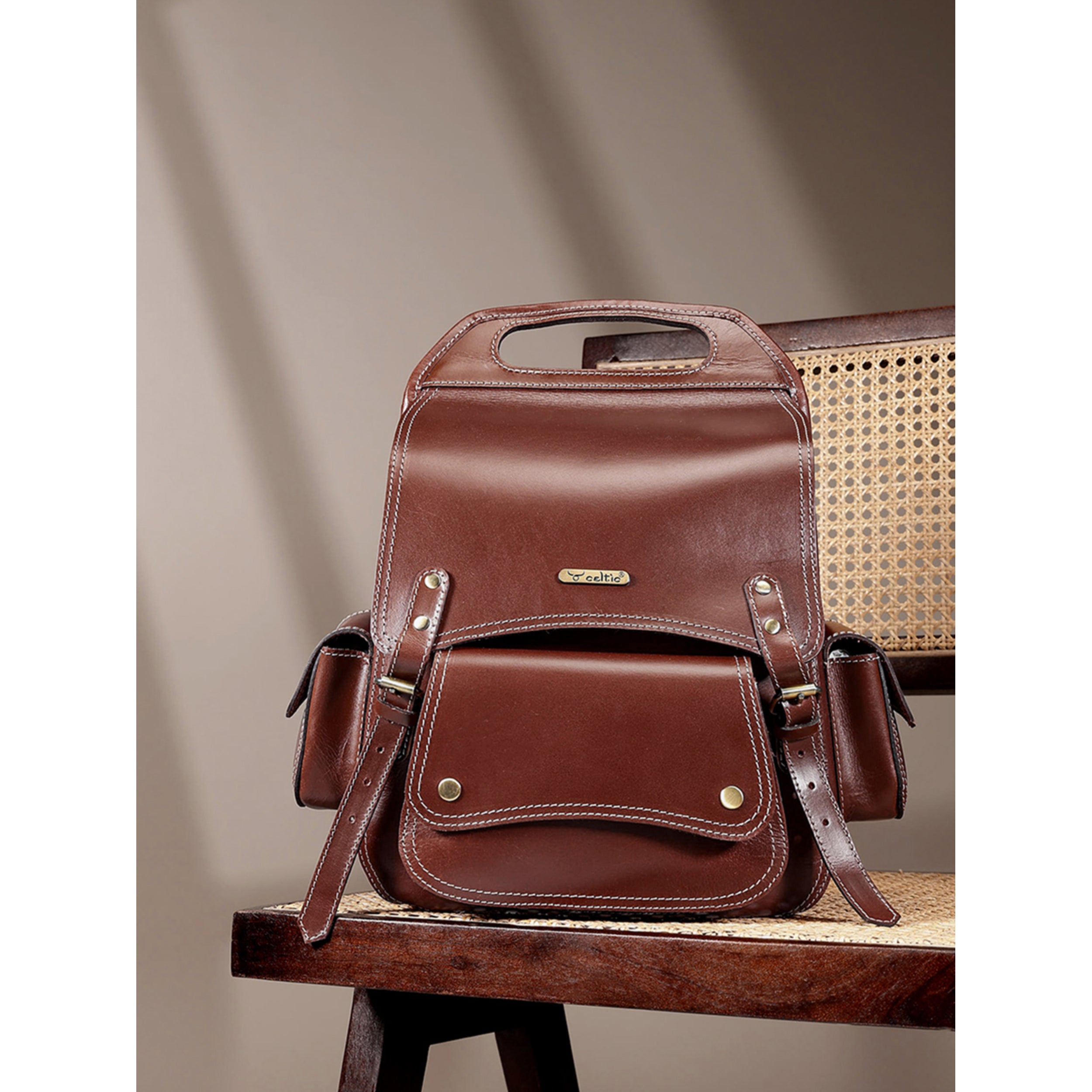 Premium Genuine Leather Vintage Backpack with Adjustable Straps  Travel  Bag