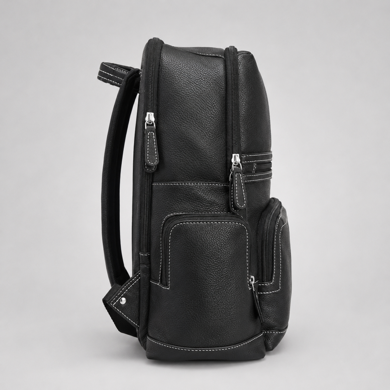 Premium Genuine Leather Multi-Compartment Laptop Backpack for Men & Women