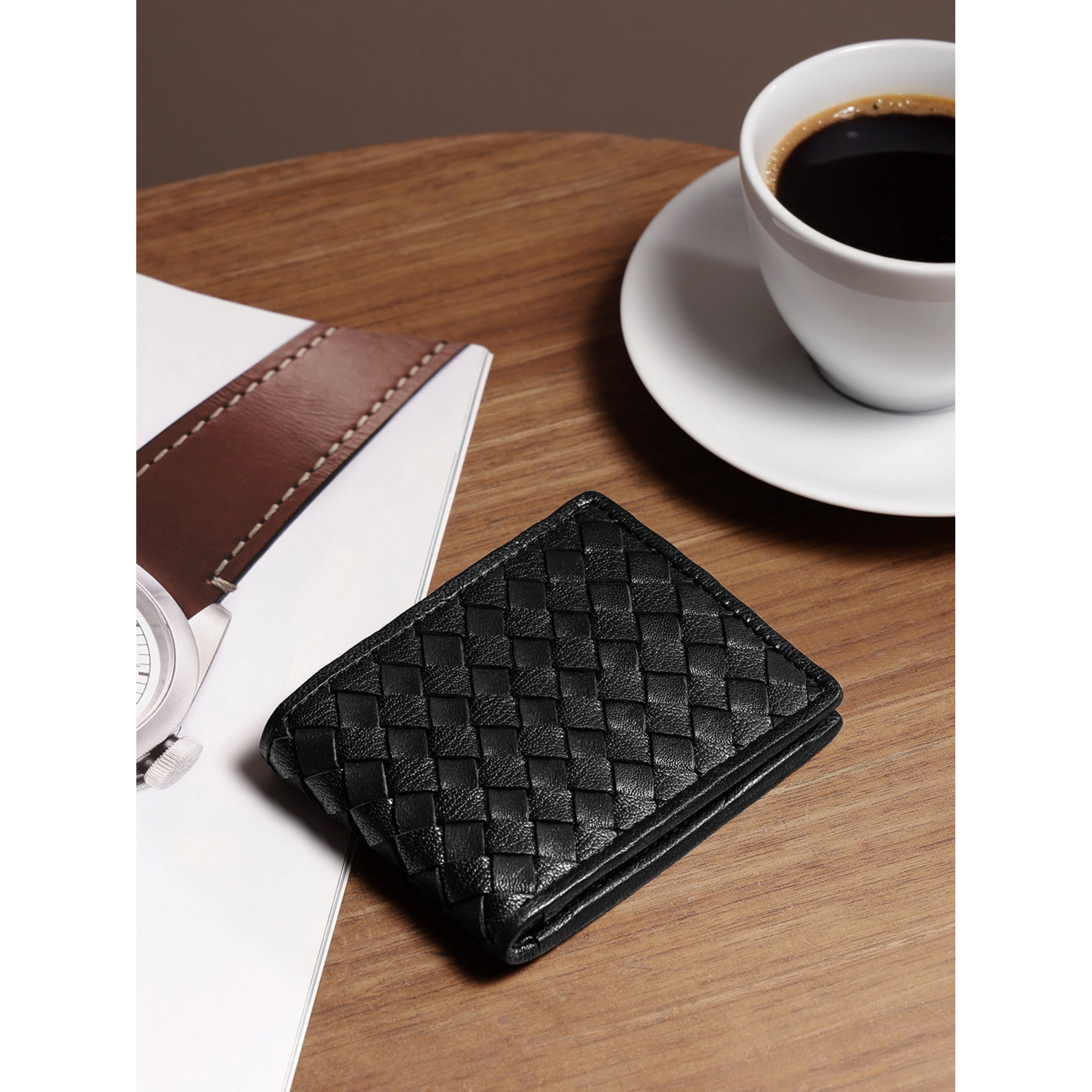Premium Hand-Woven Leather Wallet with Coin Pocket & Multi-Card Storage by Celtic